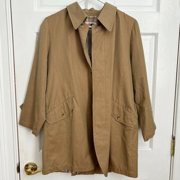 Issey Miyake Sport Jacket Vintage Chore Trench Khaki Brown Collared Coat Button - Picture 1 of 14